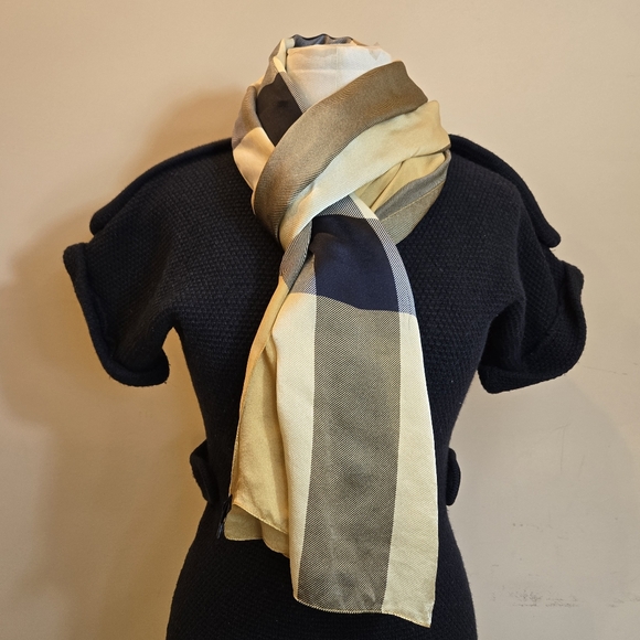 Burberry Yellow Silk Lightweight Mega check plaid scarf - Picture 1 of 10